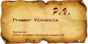 Prommer Vincencia névjegykártya